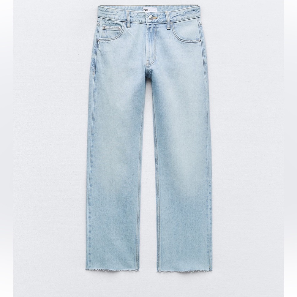 Zara mid-rise straight cropped jean